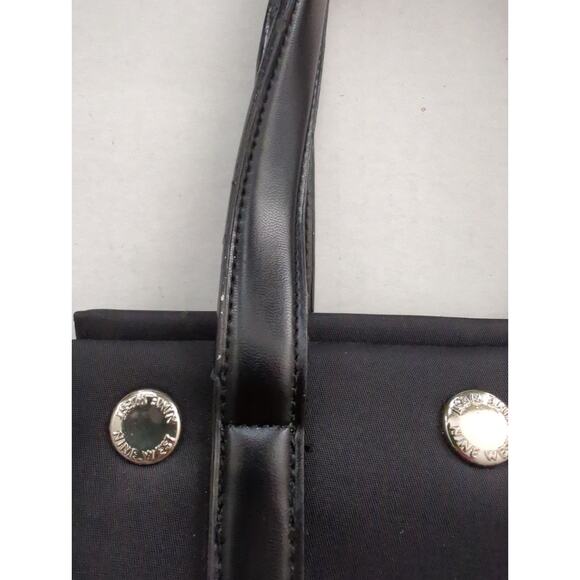 Nine West small Black Satchel Handbag Silver Snap closure on top 7 x 7 x 2.5 - Picture 2 of 10